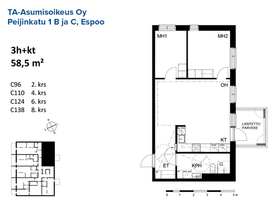 Right of occupancy apartment Espoo Kaitaa 3 rooms