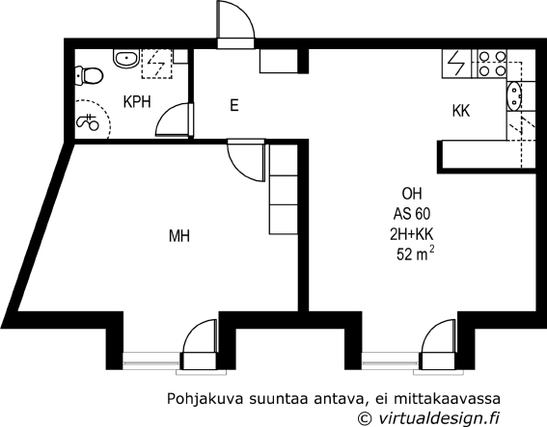 Rental Helsinki Sörnäinen 2 rooms Julkisivu