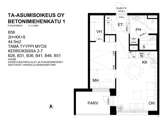 Right of occupancy apartment Oulu Alppila 2 rooms