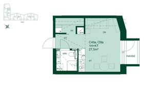 Helsinki , Pohjois-Pasila  27.5 m2, 730 € / kk
