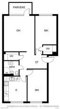 Tampere , Tesoma  72,5 m2, 900 € / kk