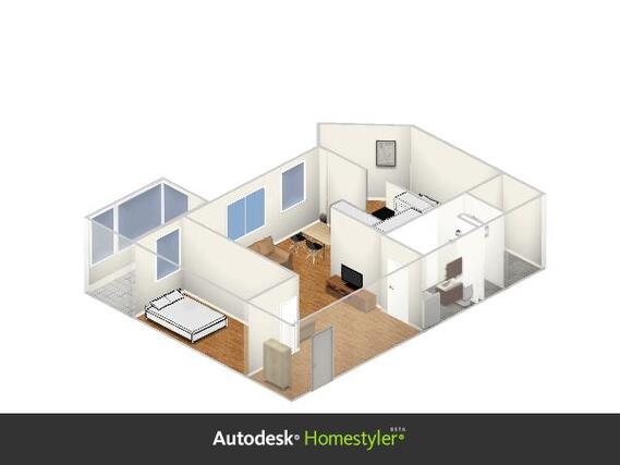 Rental Helsinki Pikku Huopalahti 3 rooms floorplan from south-east