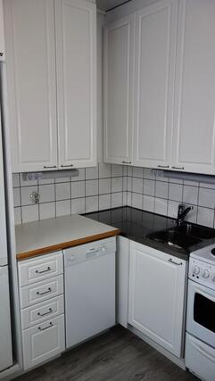 Vuokra-asunto Tampere Tammela Yksiö Pihamaa, kerrostalo oikealla.