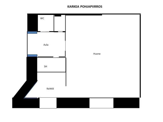 Rental Helsinki Sörnäinen 1 room Karkea pohjapiirros