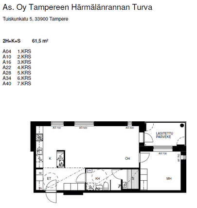 Vuokra-asunto Tampere Härmälänranta Kaksio Kuvat samanlaisesta asunnosta
