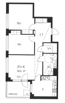 Rental Espoo Matinkylä 3 rooms Asunnon pohjapiirros