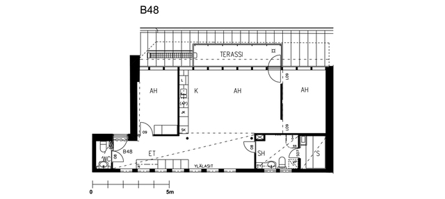 Vuokra-asunto Helsinki Kruununhaka 3 huonetta B 48  Liisankatu 14 B 48