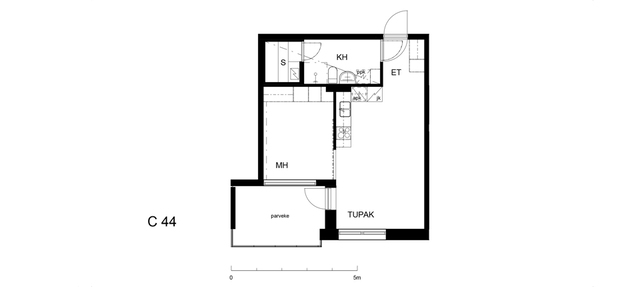 Vuokra-asunto Helsinki Herttoniemenranta Yksiö Nkatu 1 C 44  Niittaajankatu 1 C 44