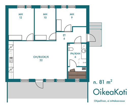 Rental Vihti Otalampi 4 rooms Ilmalämpöpumppu viilennystä varten.