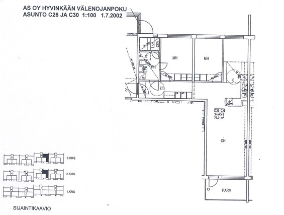 Vuokra-asunto Hyvinkää Paavola 3 huonetta