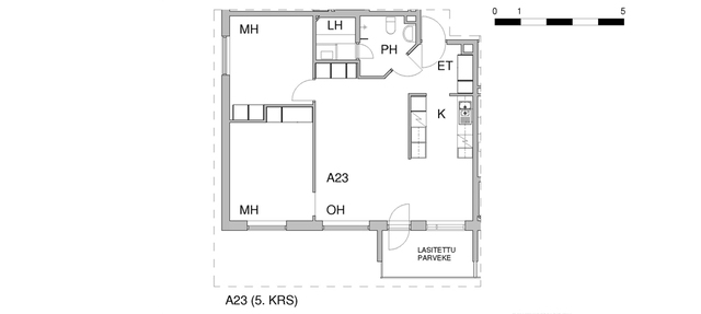 Rental Kotka  3 rooms A 23  Kaivokatu 12 A 23