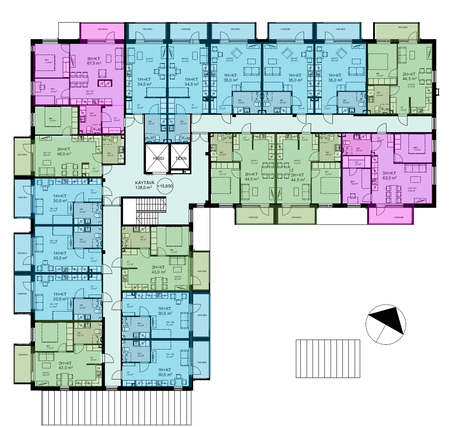 Vuokra-asunto Mustasaari Smedsby 3 huonetta Kolmion pohjakuva. Bottenplan på trerummare.