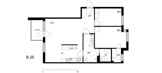 Rental Helsinki Sörnäinen 3 rooms B 25  Suvilahdenkatu 6 B 25