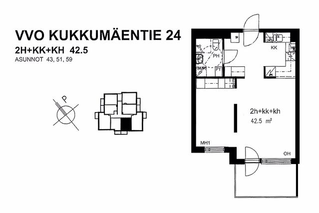 Vuokra-asunto Jyväskylä Kukkumäki Kaksio