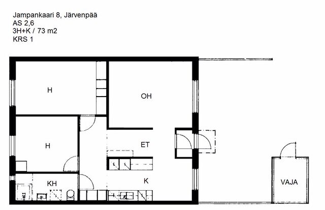 Vuokra-asunto Järvenpää Jamppa 3 huonetta