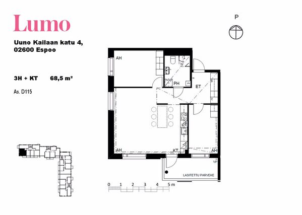 Vuokra-asunto Espoo Vermonniitty 3 huonetta
