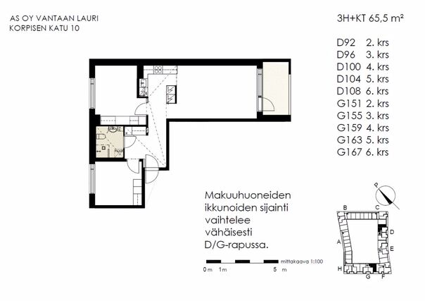 Vuokra-asunto Vantaa Tikkurila 3 huonetta