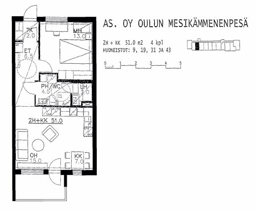 Vuokra-asunto Oulu Hiironen Kaksio