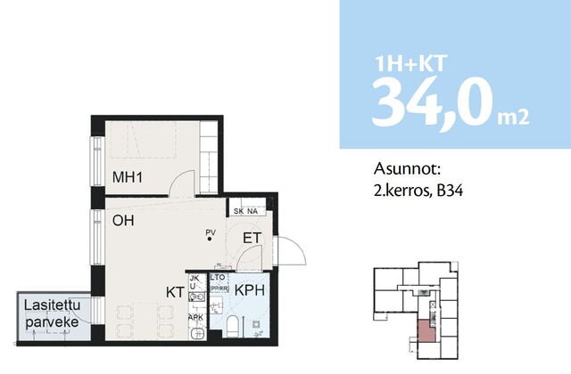 Rental Kuopio Keskusta 2 rooms Valoisa ja tilava kaksio, jossa vaaleat pinnat ja isot ikkunat.