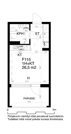 Vuokra-asunto Tuusula Hyrylä Yksiö F 115  Rykmentin puistotie 15 F 115