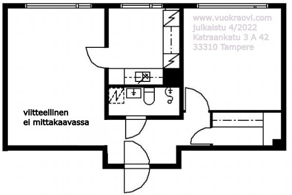 Vuokra-asunto Tampere Tohloppi Kaksio pohjapiirros, ei ole mittakaavassa
