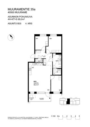 Right of occupancy apartment Muurame Keskusta 4 rooms