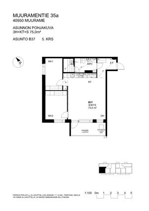 Right of occupancy apartment Muurame Keskusta 3 rooms