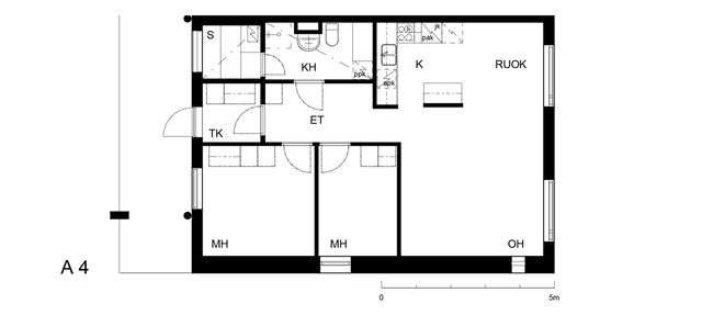 Vuokra-asunto Vaasa Keskusta 3 huonetta A   4  Pitkäkatu 52 A 4
