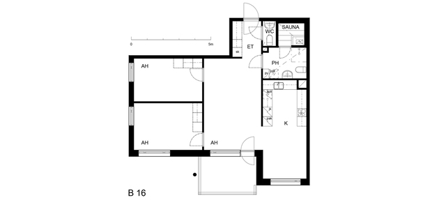 Vuokra-asunto Espoo Perkkaa 3 huonetta B 16  Komentajankatu 4 B 16