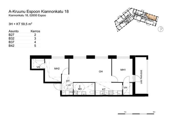 Vuokra-asunto Espoo Leppävaara 3 huonetta
