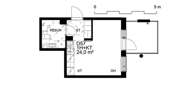 Vuokra-asunto Vantaa Viertola Yksiö D 57  Osmankäämintie 5 D 57