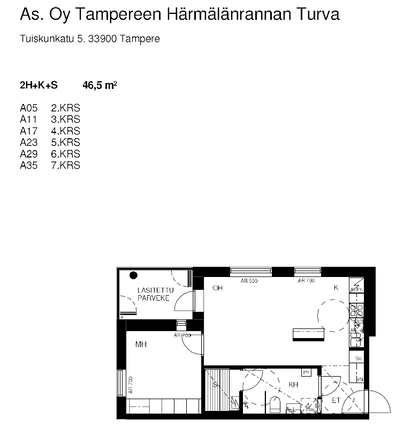 Vuokra-asunto Tampere Härmälänranta Kaksio kuvat samankaltaisesta asunnosta.