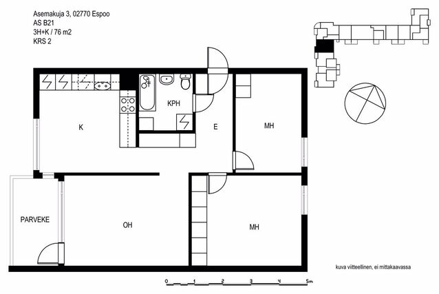 Vuokra-asunto Espoo Espoon keskus 3 huonetta