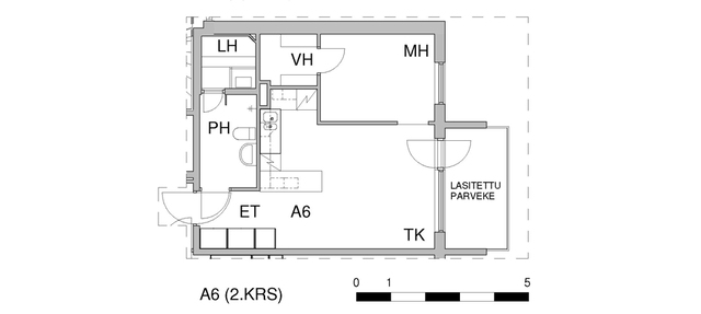 Vuokra-asunto Kotka  Yksiö A  6  Kaivokatu 12 A 6