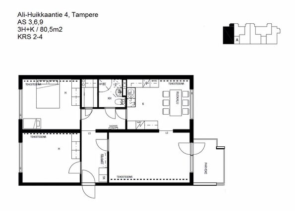 Vuokra-asunto Tampere Takahuhti 3 huonetta