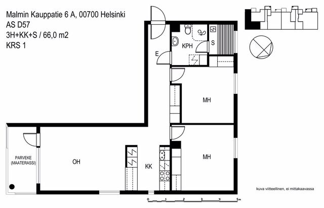 Vuokra-asunto Helsinki Ylä-Malmi 3 huonetta