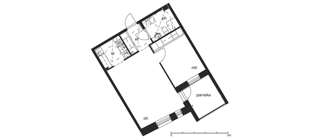 Vuokra-asunto Helsinki Herttoniemi Kaksio A W 16 B 37  Abraham Wetterin tie 16 B 37