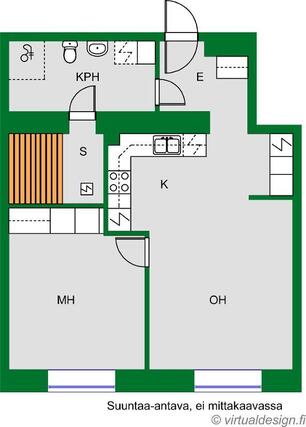 Rentals: Jyväskylä Keskusta, 2h,keittiö, kph, sauna, 2 rooms, block of  flats, 750, €/m, 1406216 - For rent 