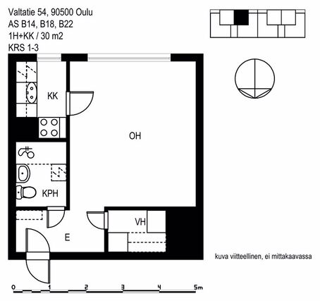 Vuokrataan kerrostalo Yksiö - Oulu Tuira Valtatie 54