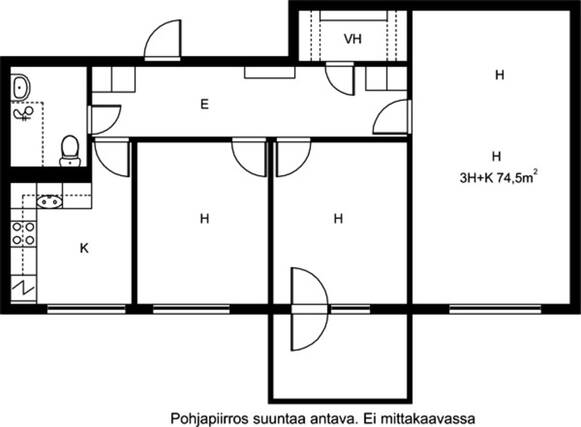 Vuokra-asunto Helsinki Itä-Pasila 3 huonetta