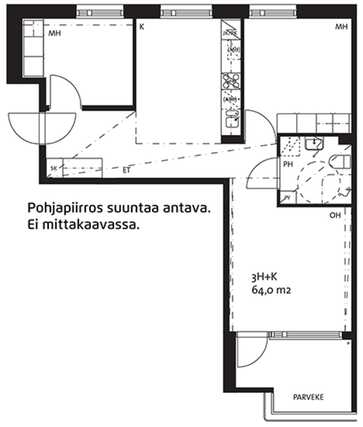 Vuokra-asunto Helsinki Arabianranta 3 huonetta