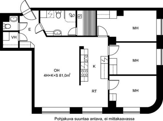 Vuokra-asunto Helsinki Kamppi 4 huonetta