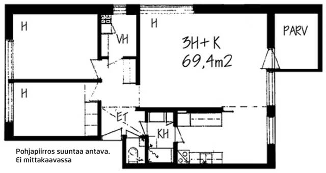 Vuokra-asunto Helsinki Puotila 3 huonetta