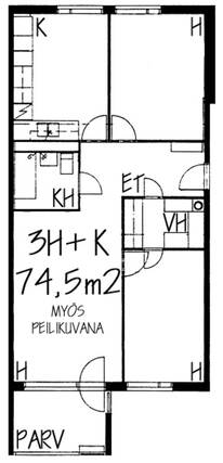 Vuokra-asunto Helsinki Itä-Pasila 3 huonetta