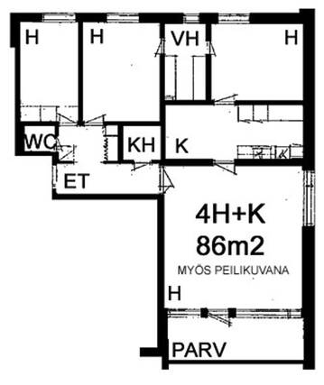 Vuokra-asunto Helsinki Pitäjänmäki 4 huonetta