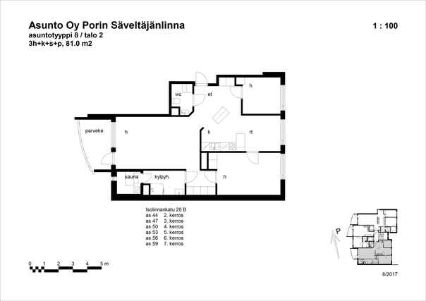 Vuokrataan Kerrostalo 3 Huonetta - Pori Keskusta Isolinnankatu 20 B