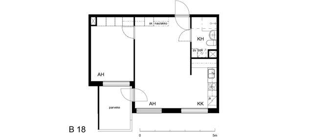 Vuokra-asunto Vantaa Jokiniemi Kaksio B 18  Albert Petreliuksenkatu 3 B 18