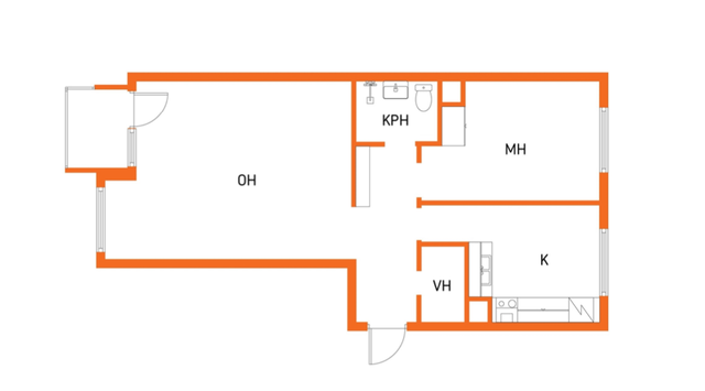 Rental Kangasala Mäntyveräjä 2 rooms Olohuoneesta käynti parvekkeelle, myös sievä erkkeri