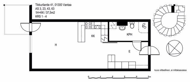 Vuokra-asunto Vantaa Tikkurila Yksiö