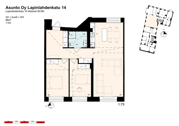Rental Helsinki Kamppi 3 rooms Digistailaus